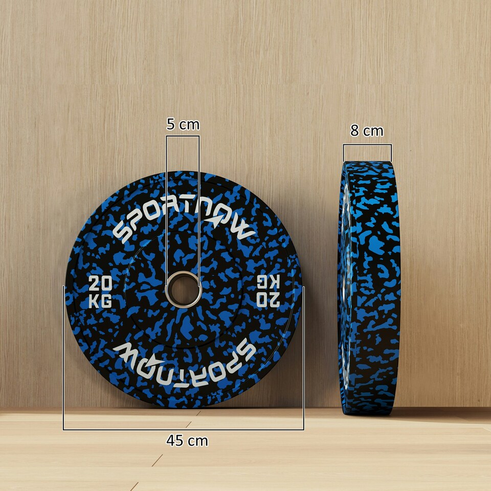 image 1 of SPORTNOW Olympic Weight Plates with 5cm Holes, for Weight Lifting, 2 x 20kg