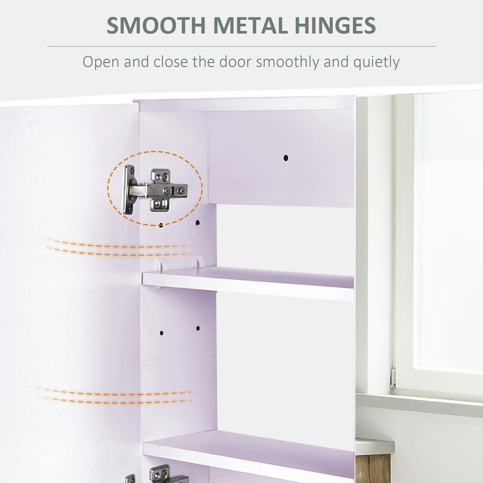 image 1 of HOMCOM Bathroom Mirror Cabinet Wall Mounted, 80 x 15 x 60 cm, White