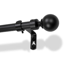 Harbour Housewares Extendable Metal Ball Curtain Pole Kit - 83 to 120cm - Matt Black