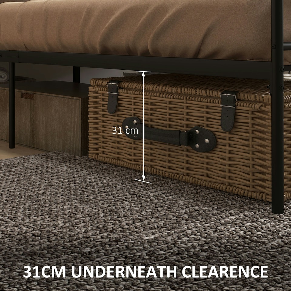 image 1 of HOMCOM King Metal Bed Frame w/ Headboard,31cm Under-bed Space