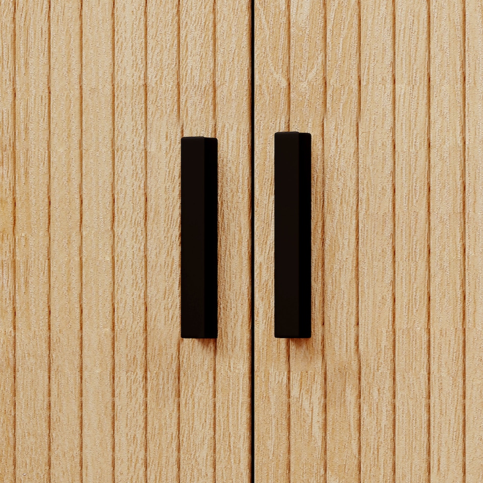 image 1 of HOMCOM Bedside Table, Nordic Side Table with Roller Shutter Style Sliding Doors and Metal Legs for Bedroom, Living Room, Oak Tone