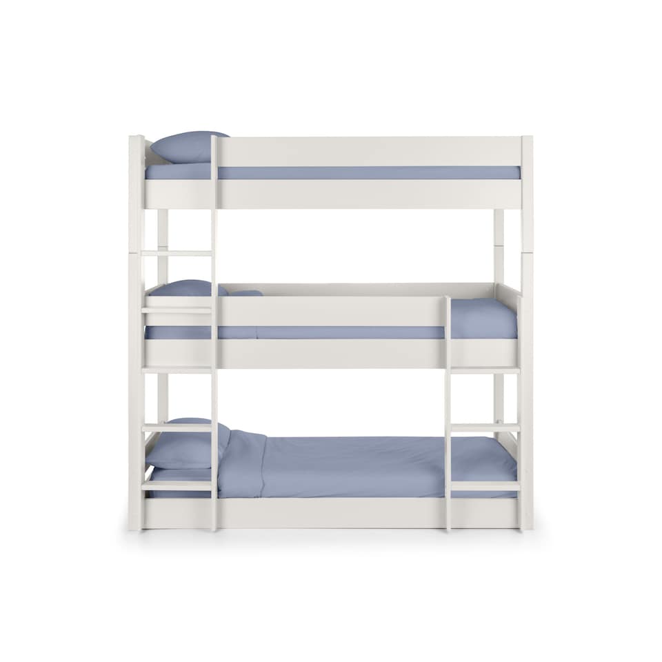 image 1 of Trio 90cm Single White 3 Tier Triple Bunk Bed