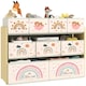 image 1 of AIYAPLAY 3-Tier Toy Organiser Shelf with 9 Storage Boxes for Bedroom Yellow