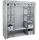 image 1 of Large Grey Fabric Canvas Wardrobe With Hanging Rail Shelving Clothes Storage | Grey