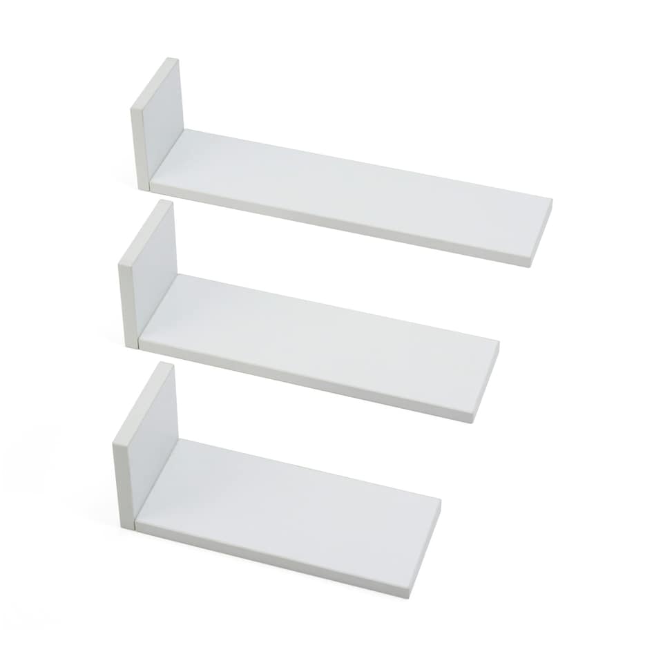 image 1 of Tutti Bambini Set of Three L-Shaped Wall Shelves - White