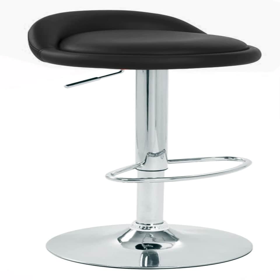 image 1 of Alex Real Leather Bar Stool Chrome Frame 4 Colours Height Adjustable Black