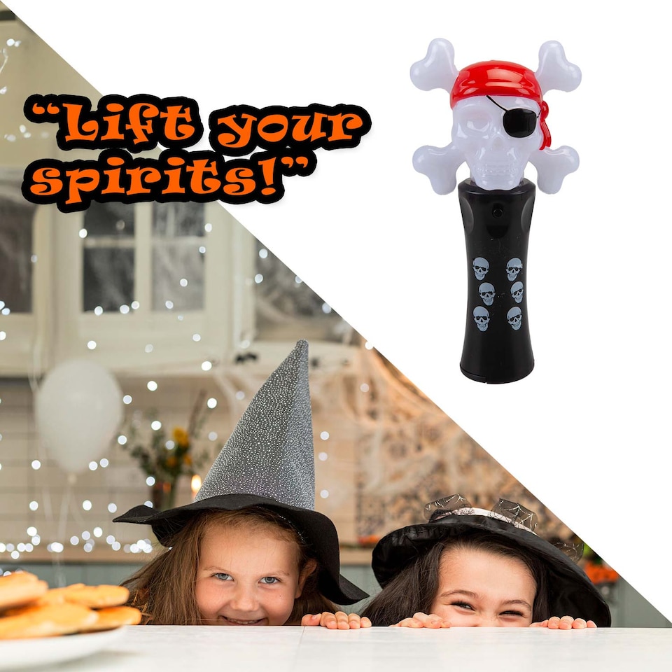 image 1 of PMS Halloween Flashing Pirate Wand - 18.5cm Trick-or-Treat Accessory