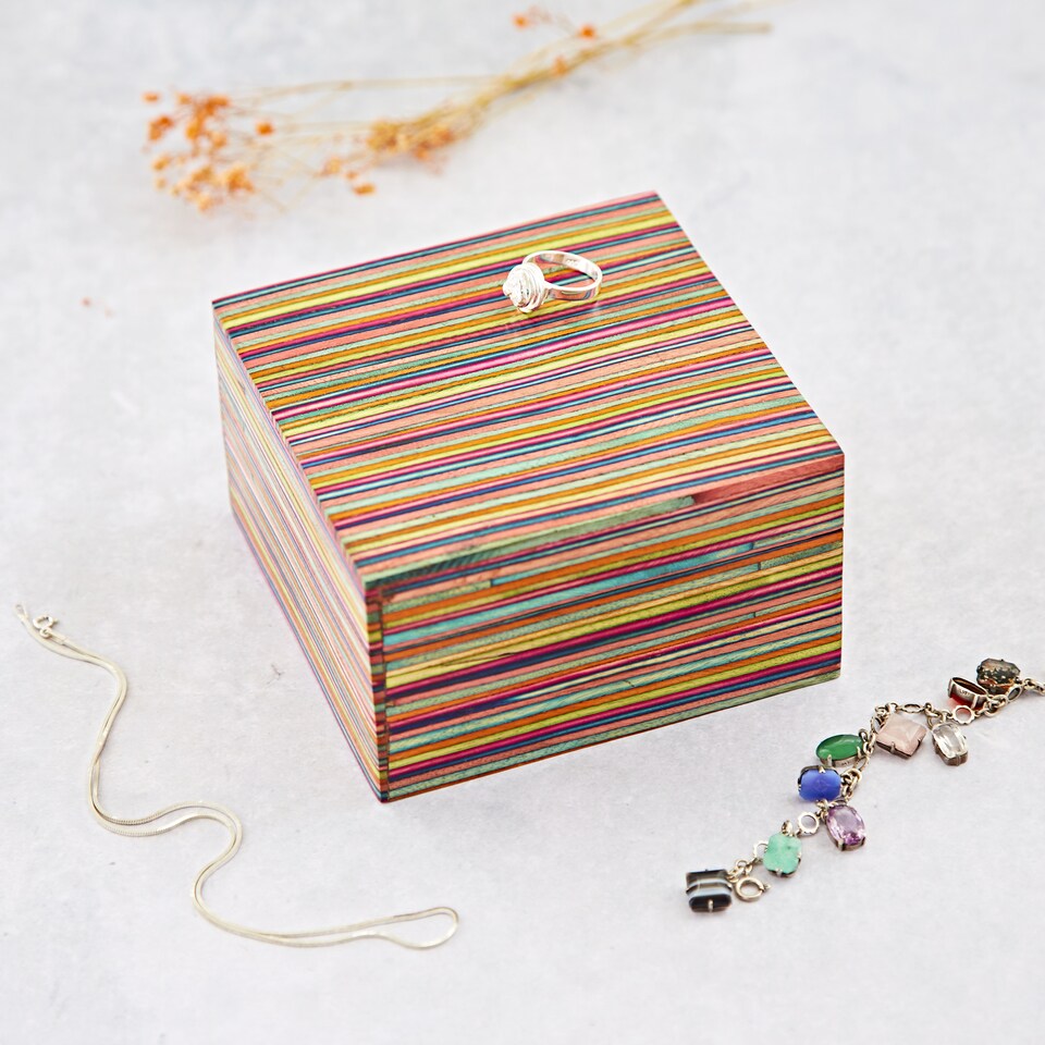 image 1 of Multicoloured Papri Wood Trinket Box