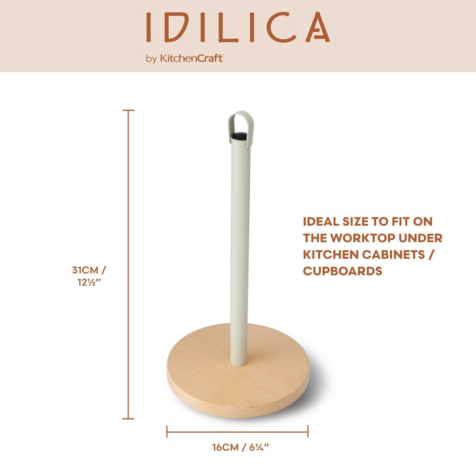 image 1 of KitchenCraft Kitchen Roll Holder Wood Metal