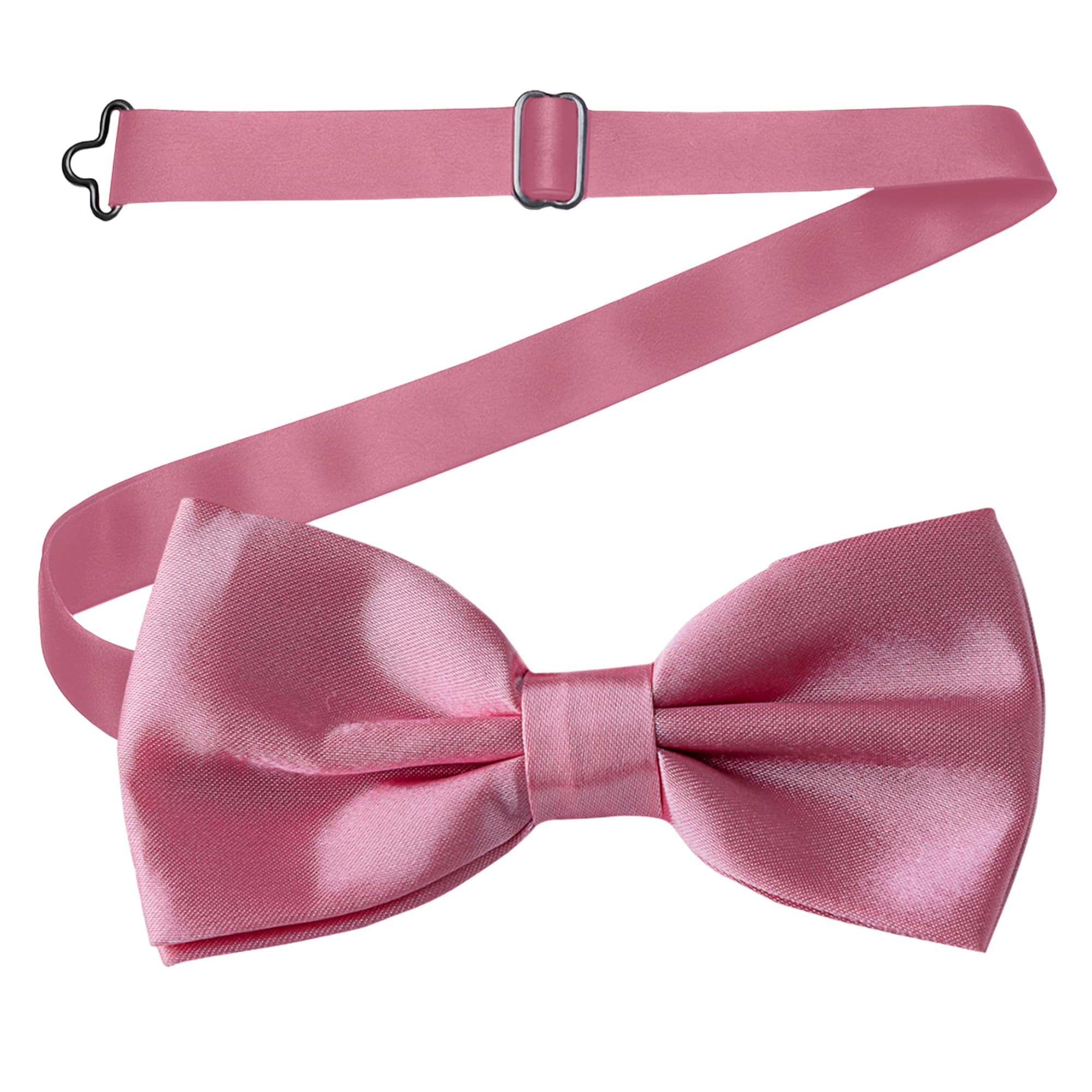 Neel Blue Men's Stylish Bow Ties Colourful Plain Solid Satin Polyester Adjustable Pre-Ties in Rose