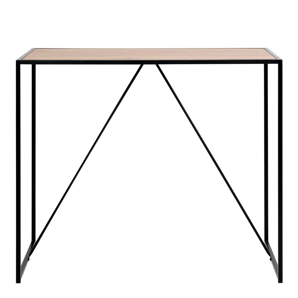 image 1 of Seaford Black Metal Bar Table with Oak Top