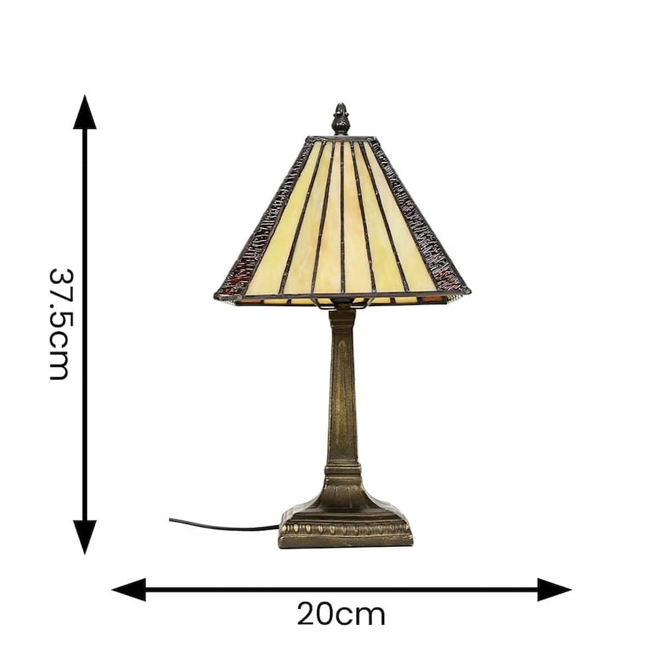 image 1 of ValueLights Tiffany Stained Glass Shade Antique Brass Table Lamp | Multi