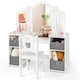 image 1 of COSTWAY Kids Vanity Desk & Chair 2 in 1 Makeup Pretend White