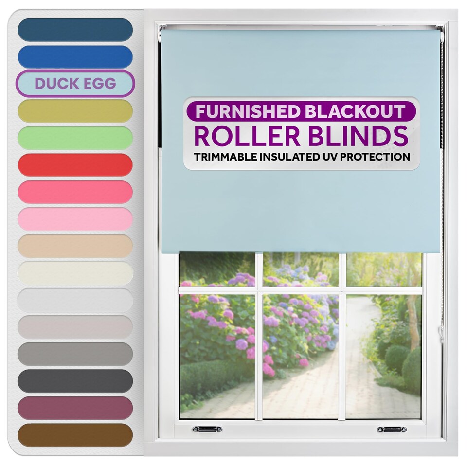 image 1 of Blackout Roller Blind 185cm Wide x 165cm Long | Blue | Duck Egg Blue