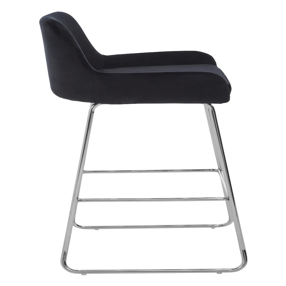 image 1 of Tamzin Black Velvet Bar Chair With Low Arms Black