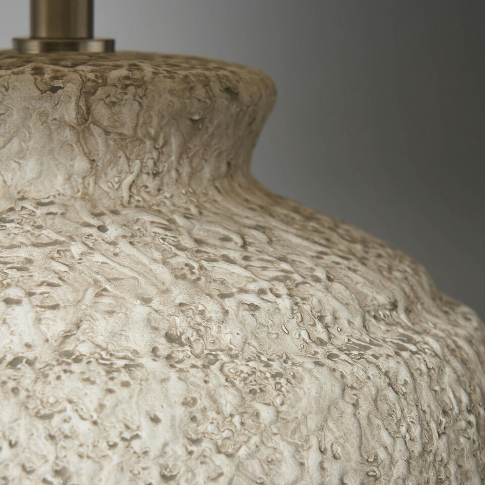 image 1 of BHS Flora Stone Effect Table Lamp, Natural | Cream | Natural