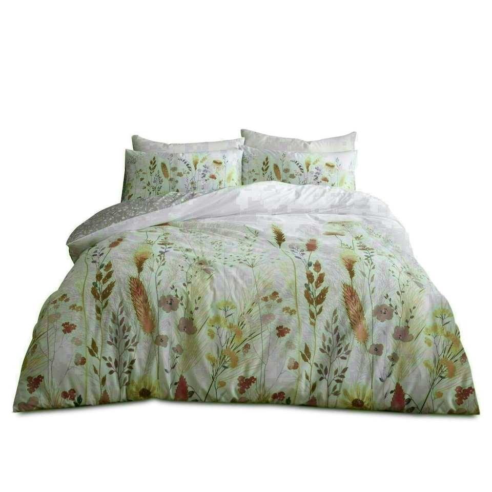 image 1 of Meadow Floral Printed Duvet Cover Set Reversible Polycotton Beddings Multi | King