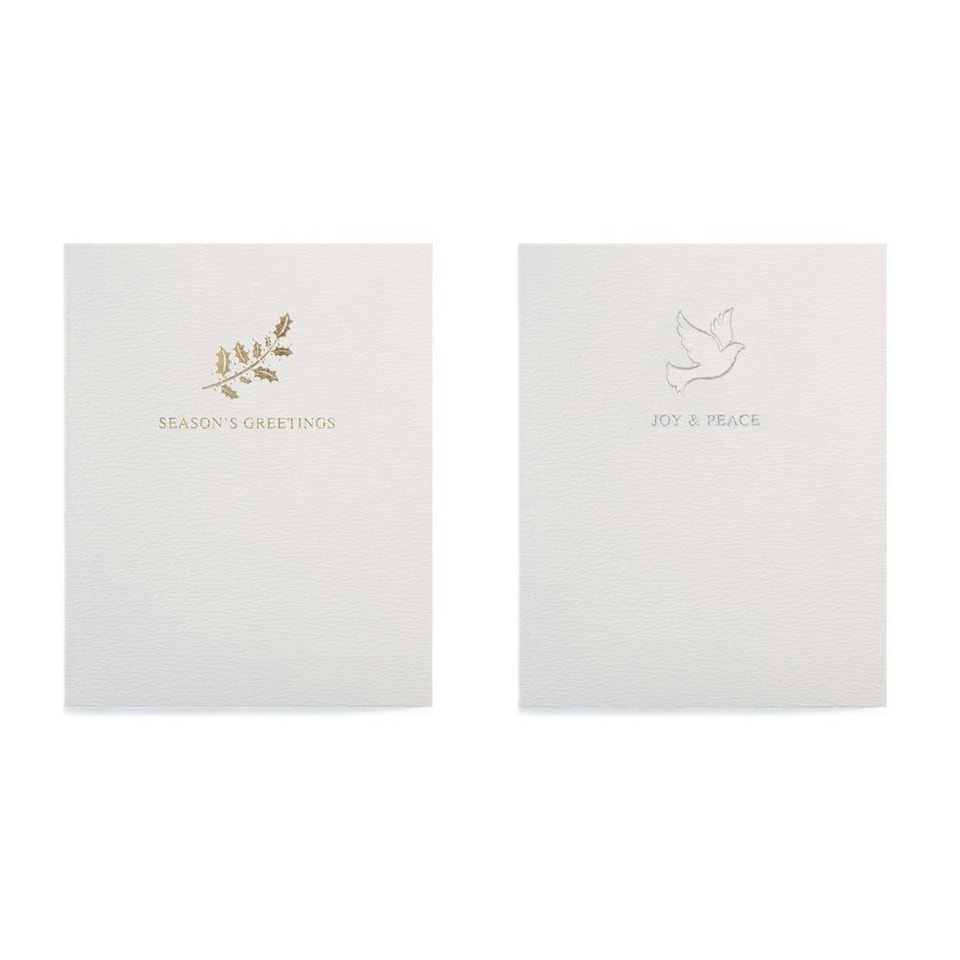 Pack of 10 Holly Or Dove Design Christmas Luxury Portrait Greeting Card