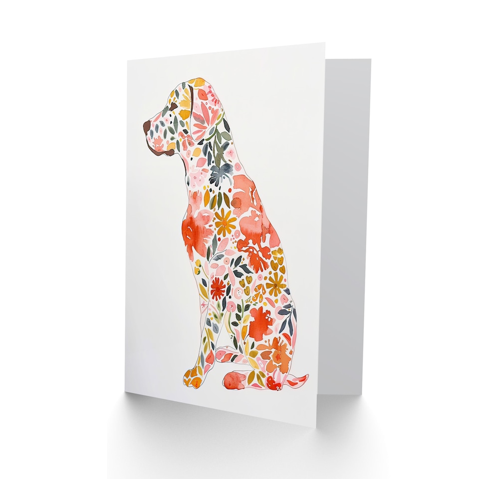 image 1 of Greeting Card Labrador Dog Lover Bright Floral Pattern Portrait