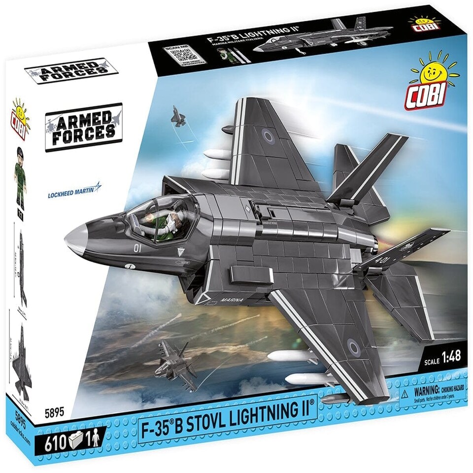 image 1 of F-35B STOVL Lightning II brick plane model - COBI 5895 - 580 bricks