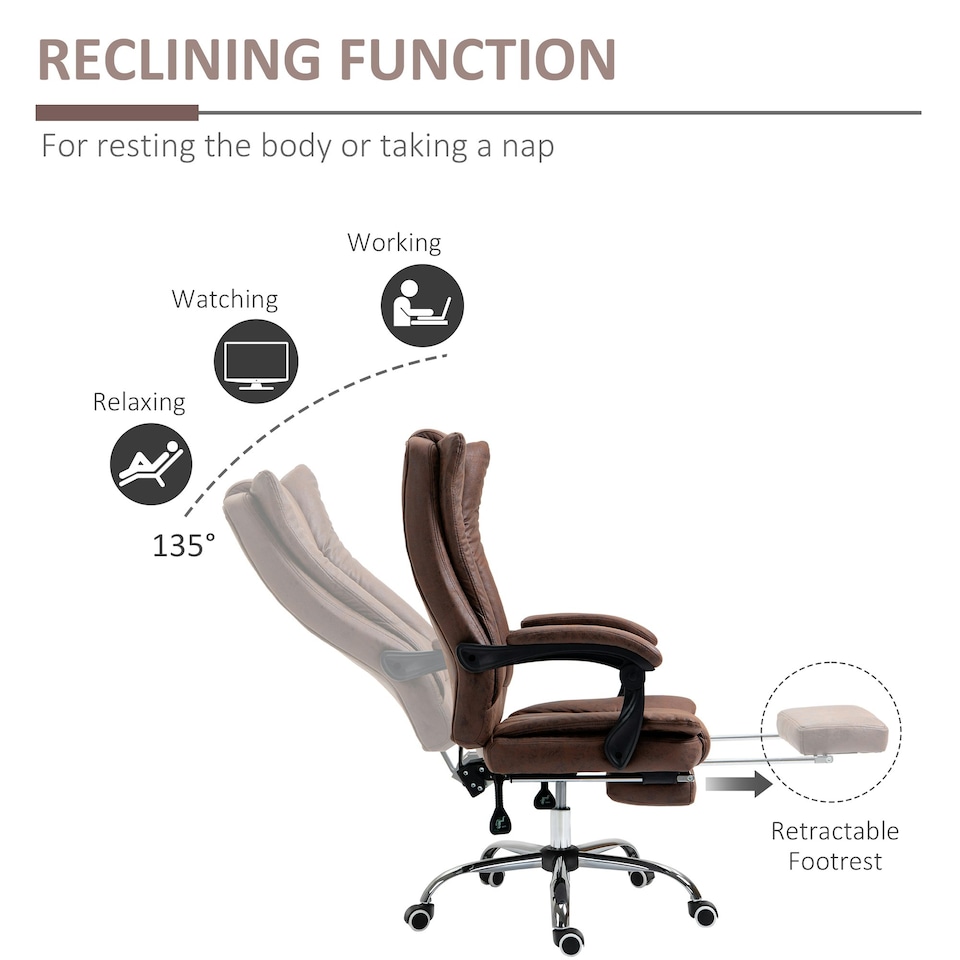 image 1 of Vinsetto Executive Office Chair Computer Desk Chair for Home, Brown