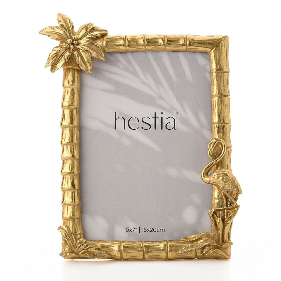 image 1 of Flamingo & Palm Gold Finish Frame 5" x 7"