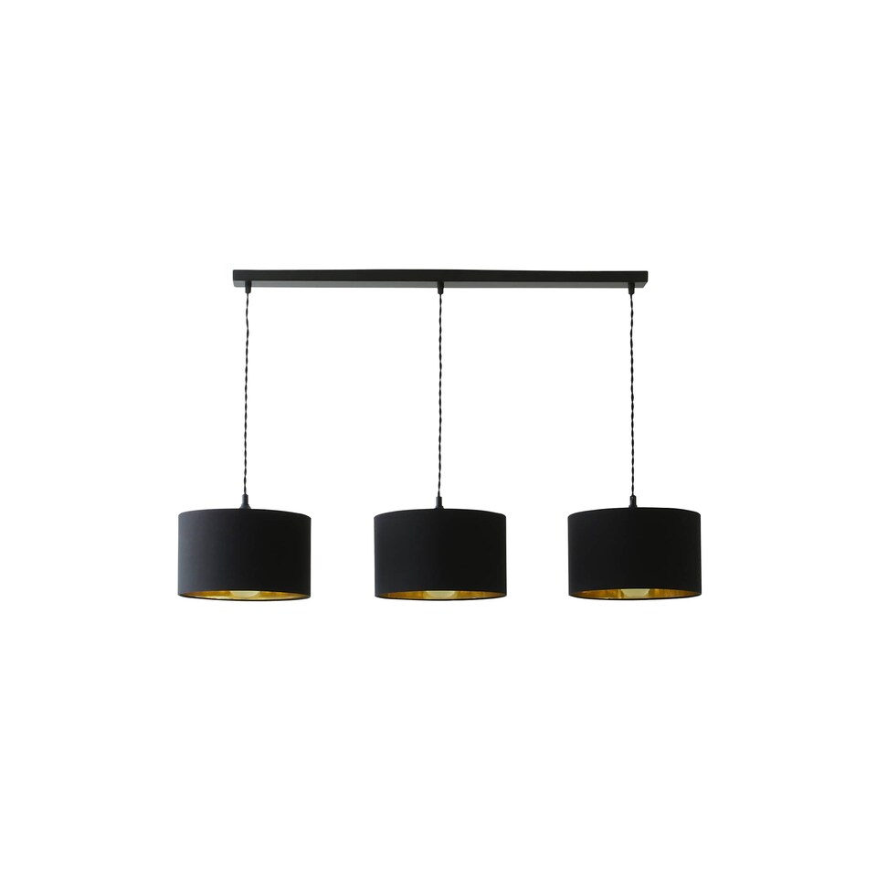 image 1 of ValueLights Shaw Matte Black 3 Bar Black Gold Shades and Bulbs