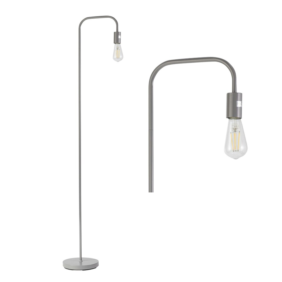 image 1 of Leroy - Grey 151cm Exposed Bulb Floor Lamp Grey