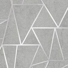 Metro Geometric Apex Wallpaper in Grey & Silver | Grey | Grey & Silver | 53cm x 10m