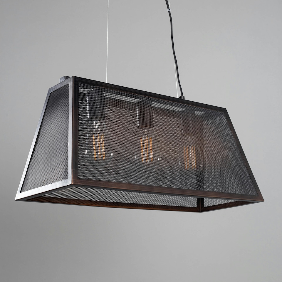 image 1 of BHS Mesh 3 Light Pendant Bar, Antique Bronze