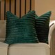 image 4 of OHS 4 x Faux Fur Matte Velvet Fleece Thick Ribbed Filled Cushions, 45x45cm - Green