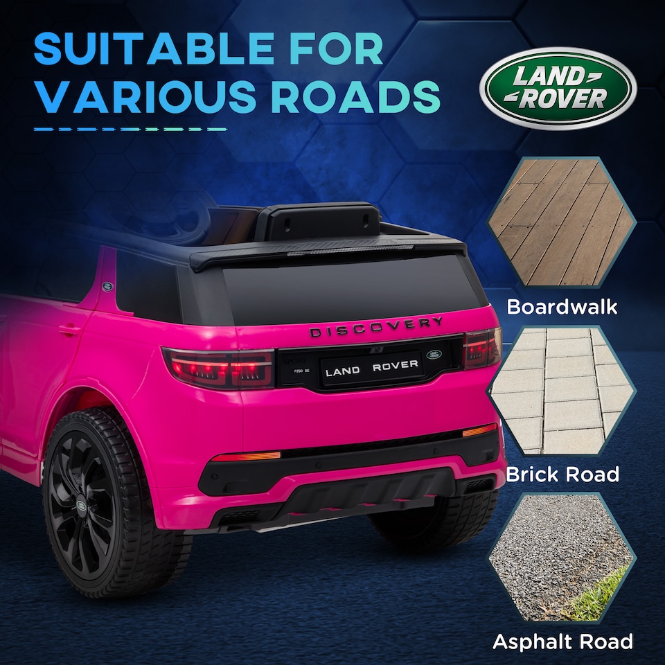image 1 of AIYAPLAY Licensed Land Rover, Kids Electric Car w/ Remote, Music, Pink