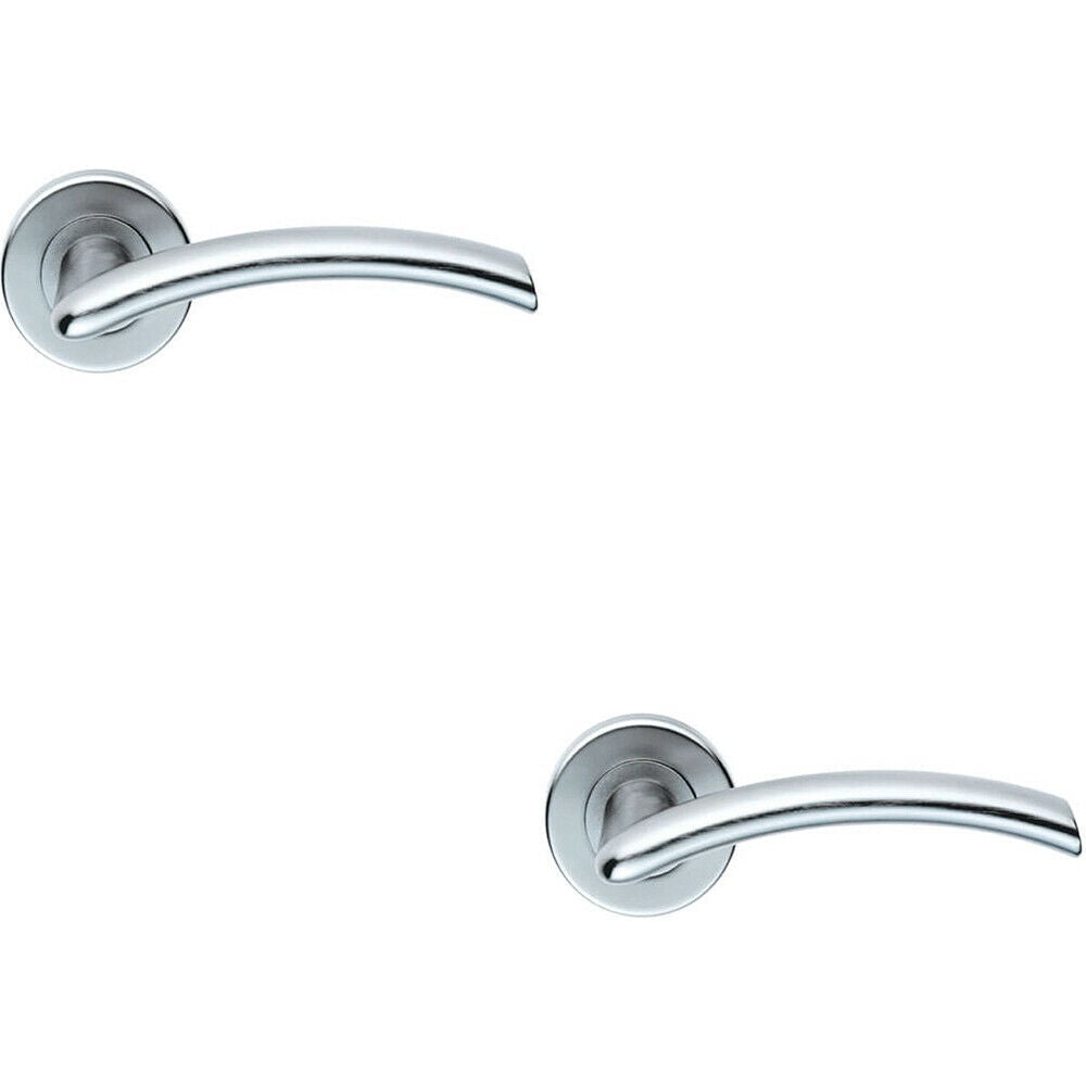Loops 2x PAIR Oval Shaped Arched Bar Handle Concealed Fix Round Rose Satin Chrome