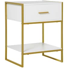 HOMCOM Modern Bedside Table Side Table Nightstand w/ Drawer Shelf