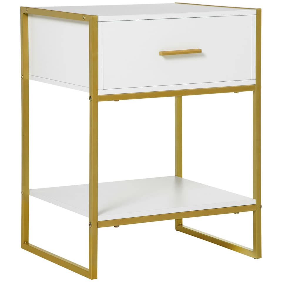 image 1 of HOMCOM Modern Bedside Table Side Table Nightstand w/ Drawer Shelf