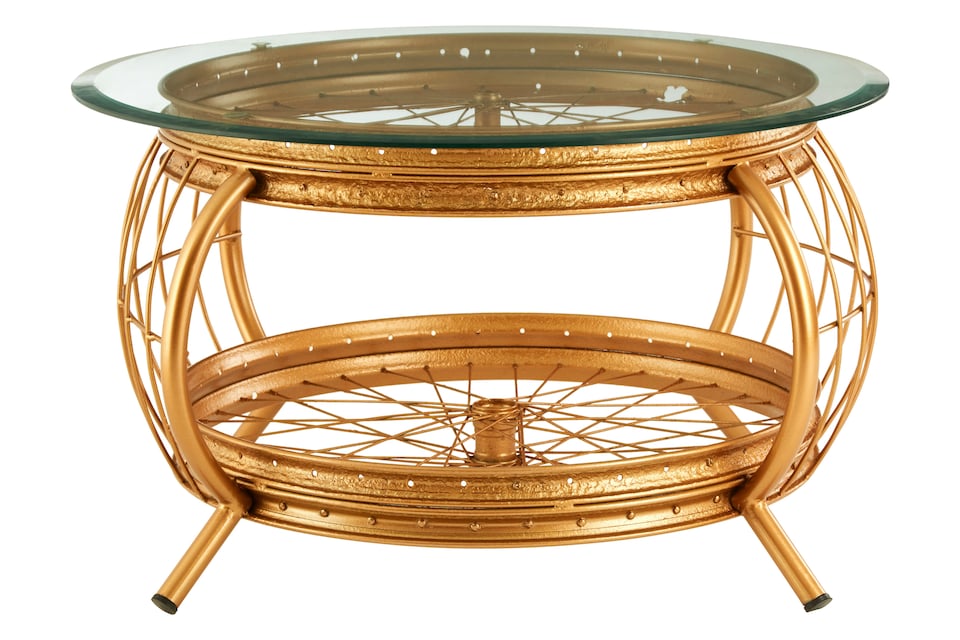 image 1 of Distinctive Design Gold Finish Coffee Table, Luxurious Finish Modern Table, Durable Iron Frame Coffee Table | Gold