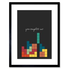 You Complete Me Tetris Blocks Romantic Fun 9x7" Black Framed Wall Art Print