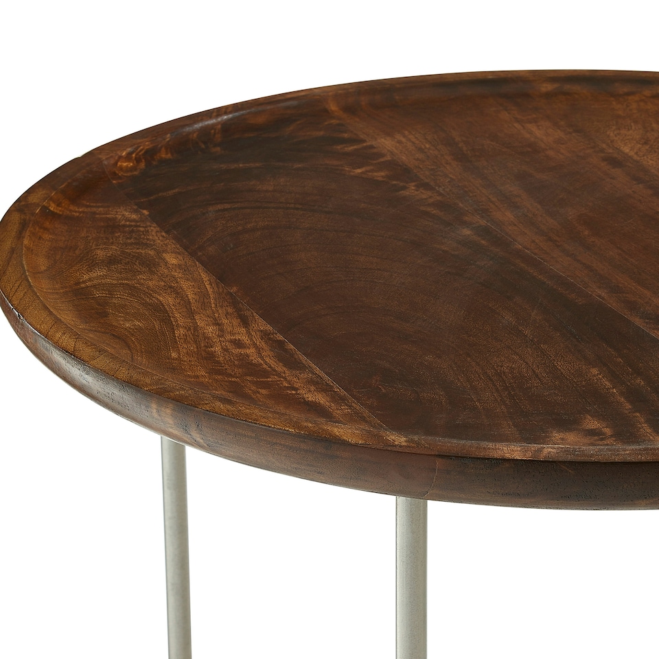 image 1 of Interiors by Premier Crest Silver Iron And Wood Tops Side Tables