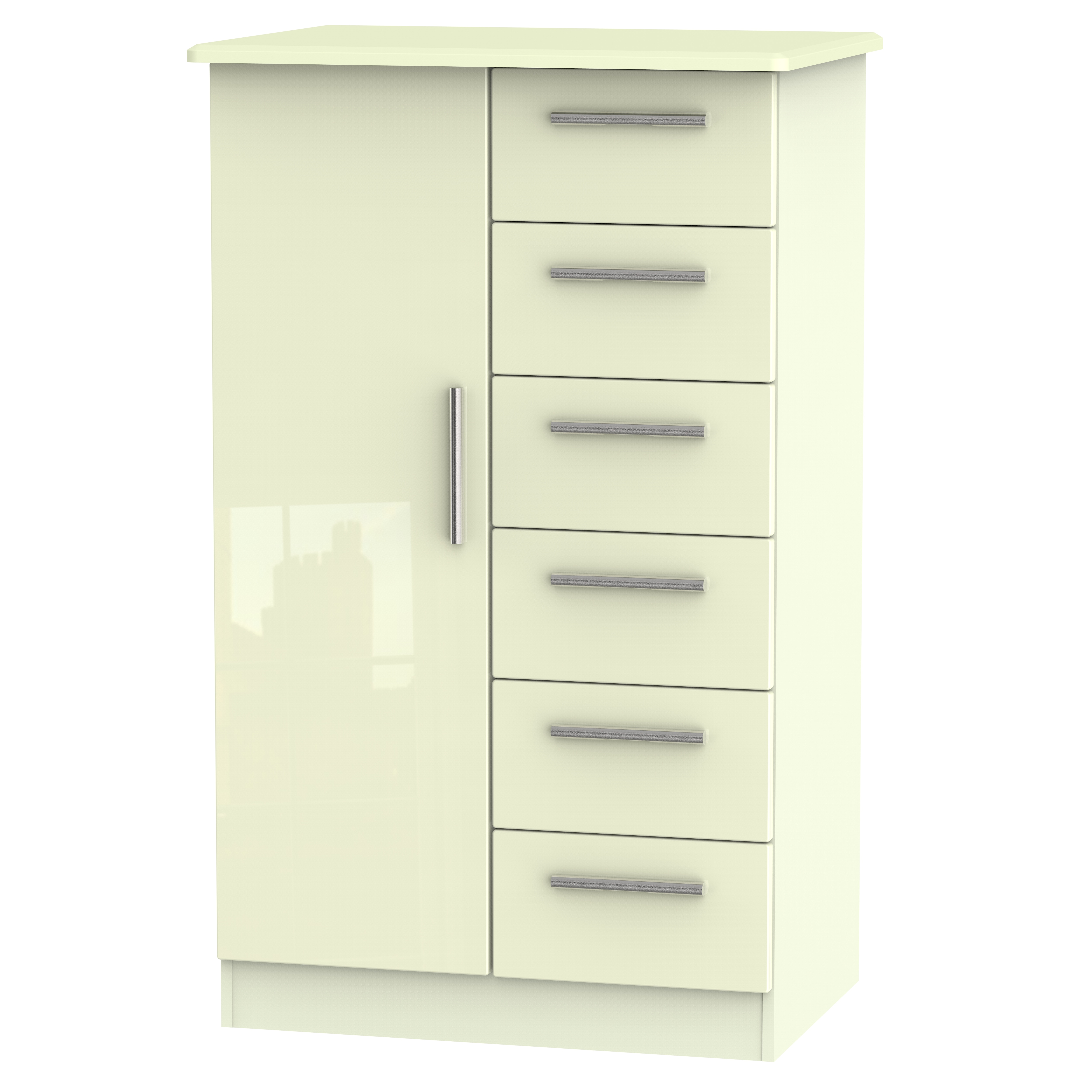 Windsor 1 Door 5 Drawer Childrens Wardrobe in Cream Gloss & Cream