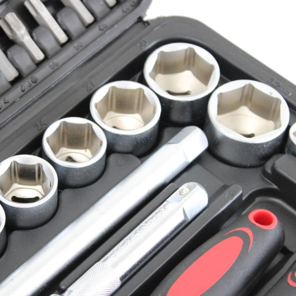 image 1 of 94pc Socket Ratchet Screwdriver Bit Set with Case