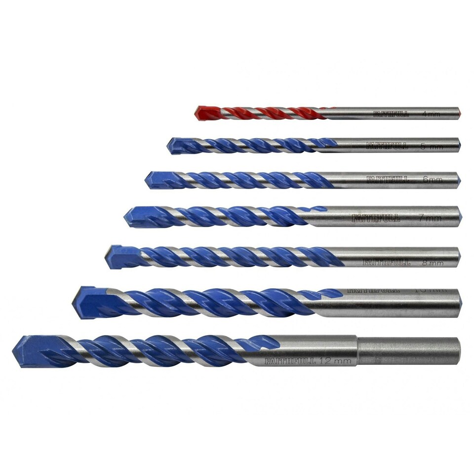 image 1 of Faithfull Multi Construction Drill Bits - Multi Colour - Set, 7 Piece