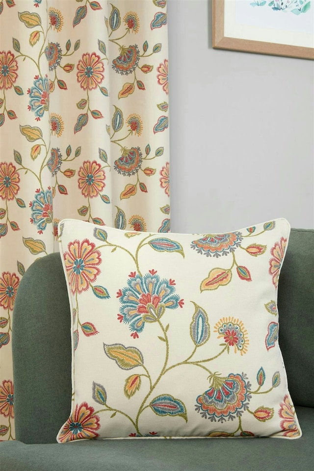 image 1 of Shelley - Fully Lined Floral Curtains - Eyelet - Polycotton (Multi, 90'' x 90'' - 229cm x 229cm (Pair))