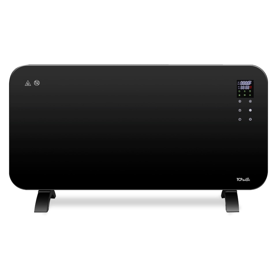 image 1 of TCP Smart WiFi Glass Panel Heater 2000W, Alexa Compatible, Open Window Detector, Wall Mounted & Freestanding Black Heater