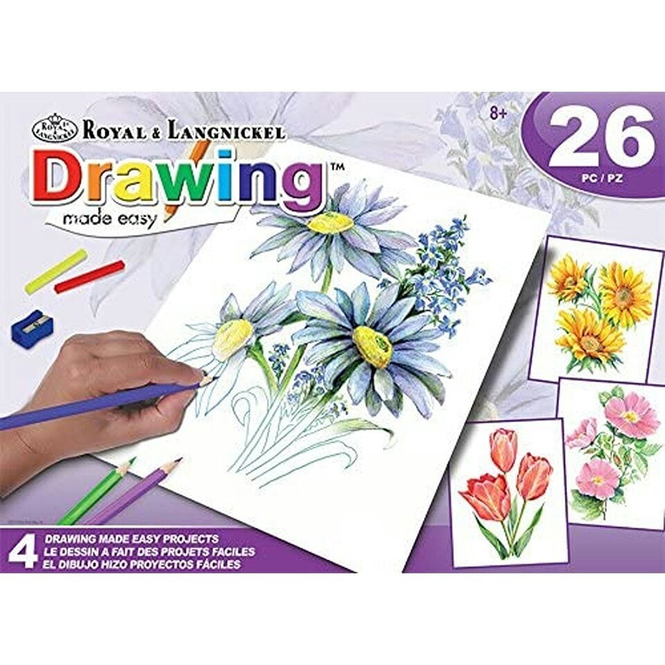 image 1 of Royal & Langnickel Royal And Langnickel Drawing Made Easy 4 Flower Projects Set