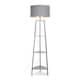 image 4 of ValueLights Grey Wooden 3 Tier Floor Standard Lamp with Storage Shelves- Grey/Copper Shade + LED Bulb