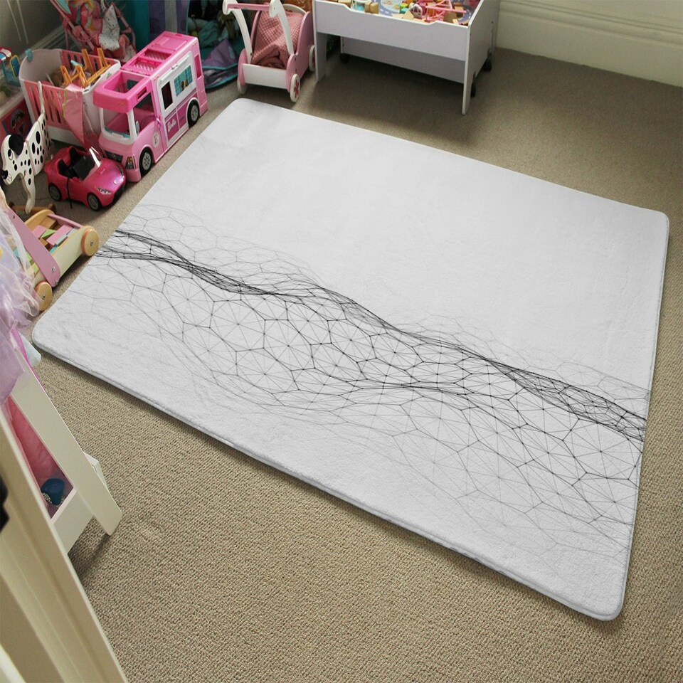 image 1 of futuristic digital landscape (Rug) White | Large: 140x200cm