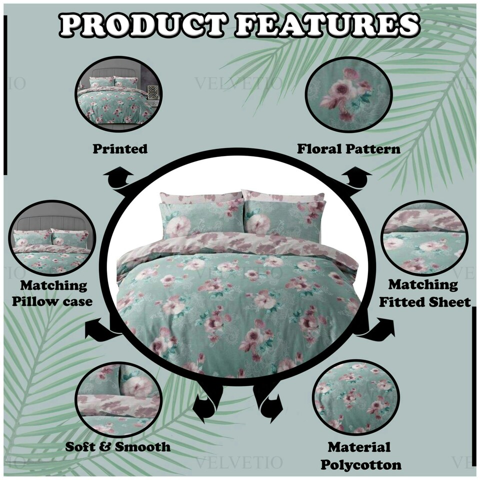 image 1 of VELVETIO Shelby Complete Duvet Cover Set with Fitted Sheet Breathable Bedding Quilt