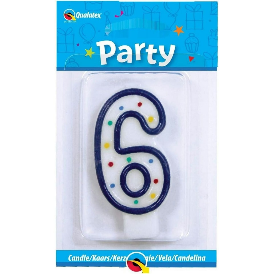 Qualatex Polka Dot 6th Birthday Candle - Multicoloured - One Size