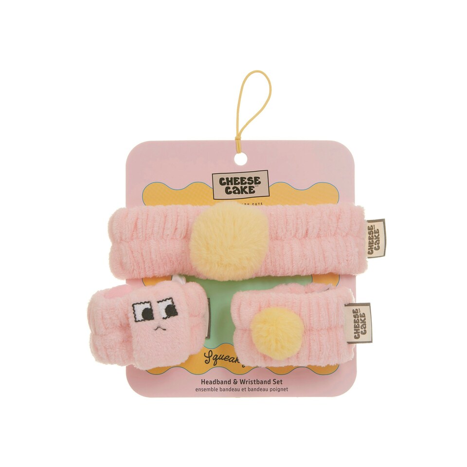 image 1 of Cheesecake Squeaky Clean Headband & Wristband Gift Set - Pink Bunny