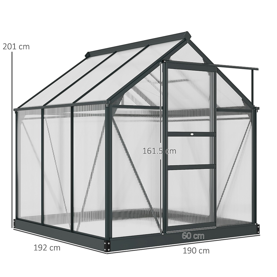 image 1 of Outsunny 6x6ft Walk-In Polycarbonate Greenhouse Plant Grow Galvanized